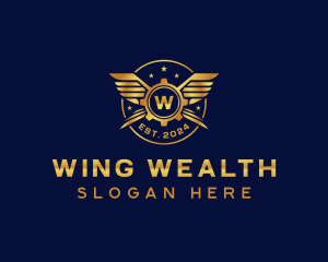 Mechanical Gear Wings logo design