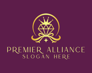 Diamond Crown Gemstone logo design