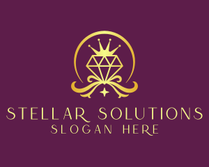 Diamond Crown Gemstone logo design