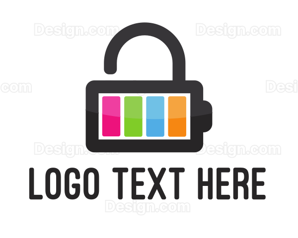 Colorful Battery Lock Logo