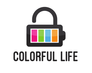 Colorful Battery Lock logo design