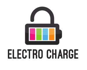 Colorful Battery Lock logo design