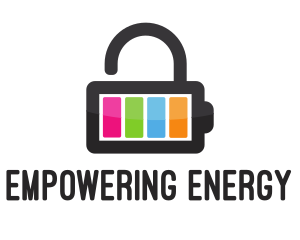 Colorful Battery Lock logo design