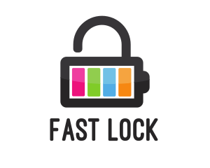 Colorful Battery Lock logo design