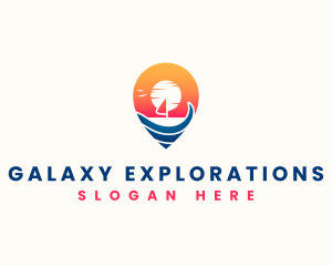 Beach Location Pin logo design