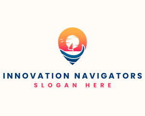 Beach Location Pin logo design