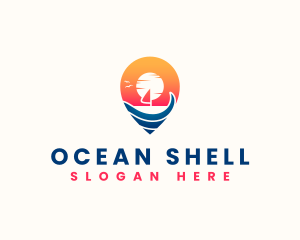 Beach Location Pin logo design