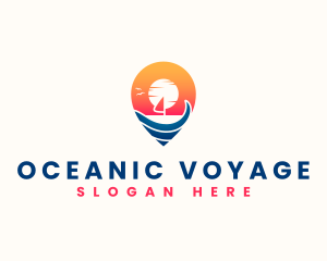 Beach Location Pin logo design