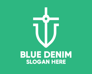 Blue Religion Cross Shield logo design