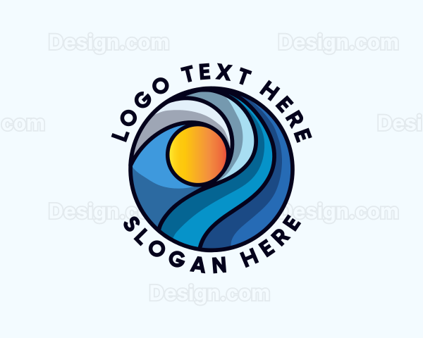 Beach Ocean Waves Logo