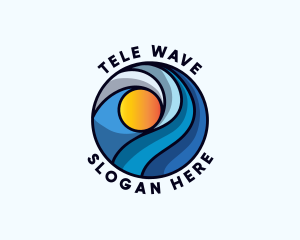 Beach Ocean Waves logo design