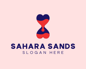 Heart Sand Clock logo design