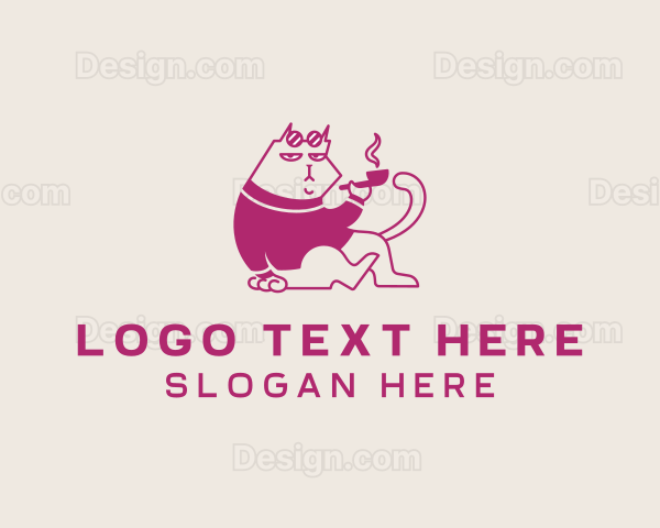 Pet Cat Smoking Pipe Logo