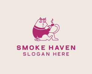 Pet Cat Smoking Pipe logo design