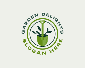 Landscaping Shovel Gardening logo design