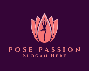 Pink Yoga Wellness logo design