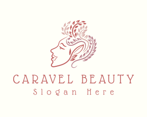 Woman Beauty Leaf logo design