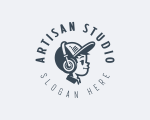 Headphones Disc Jockey Studio logo design