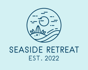 Sunset Seaside Beach logo design