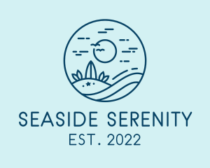 Sunset Seaside Beach logo design