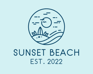 Sunset Seaside Beach logo design