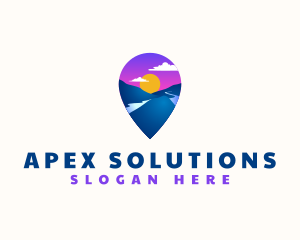 Mountain Location Pin logo design