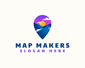 Mountain Location Pin logo design