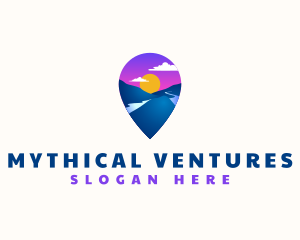 Mountain Location Pin logo design