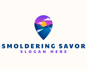 Mountain Location Pin logo design