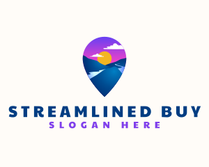 Mountain Location Pin logo design