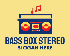 Retro Stereo Boombox logo design