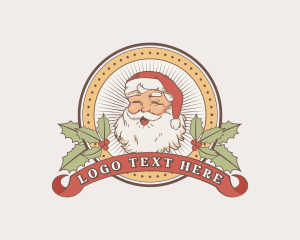 Retro Christmas Santa Claus logo