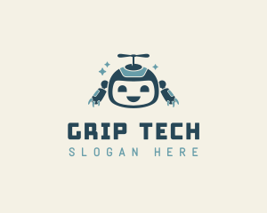 Cute Helicopter Robot Tech logo design