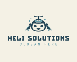 Cute Helicopter Robot Tech logo