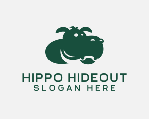 Wild Hippo Animal logo design