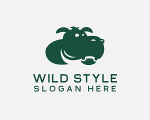 Wild Hippo Animal logo design