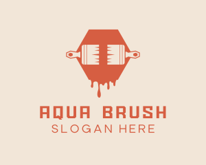 Hexagon Paint Drip Paint Brush logo design