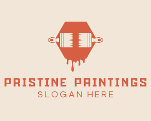 Hexagon Paint Drip Paint Brush logo design