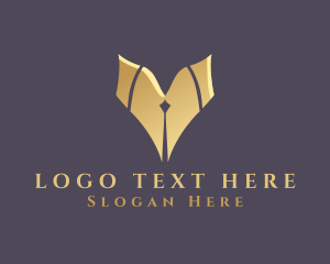 Gold Pen Letter V Logo