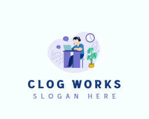 Working Employee Clerk logo design