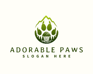 Mountain Bear Paw Print logo design