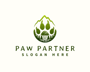 Mountain Bear Paw Print logo design