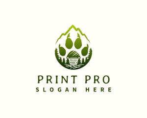 Mountain Bear Paw Print logo design