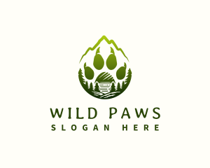 Mountain Bear Paw Print logo design