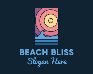 Sun Beach Wave logo design