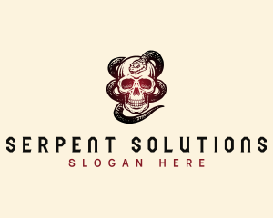 Snake Serpent Skull logo design