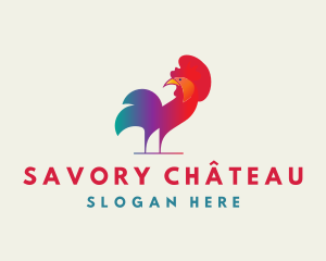 Colorful Rooster Chicken logo design