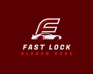 Race Car Automotive Letter F logo design