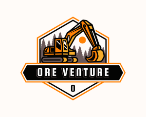 Excavator Forest Mining logo design