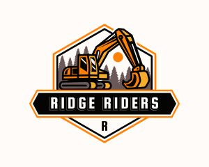 Excavator Forest Mining logo design